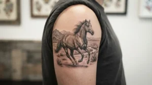 Realistic horse tattoo symbolizing freedom and strength