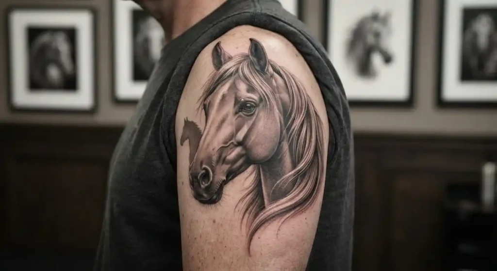 Horse tattoo symbolizing loyalty trust and partnership