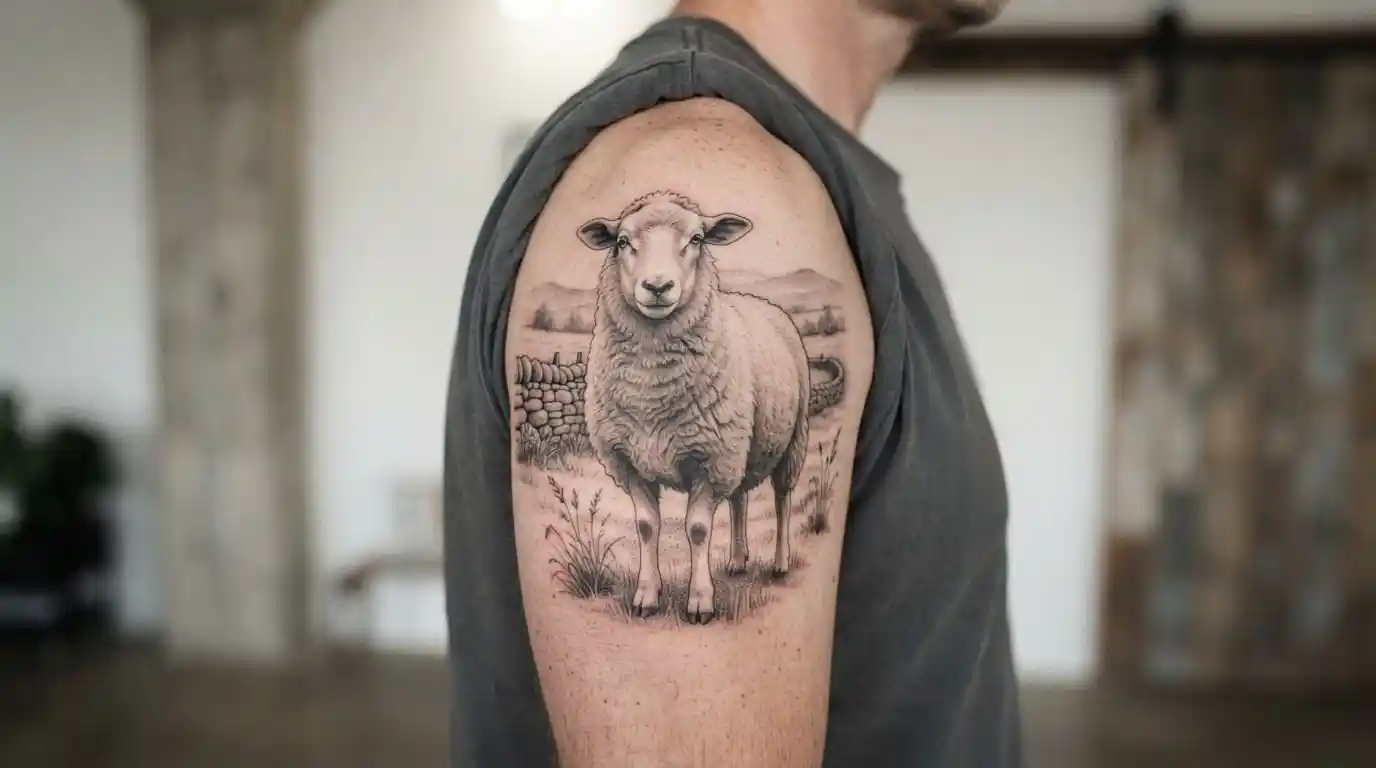 Realistic sheep tattoo representing symbolism and personal meaning
